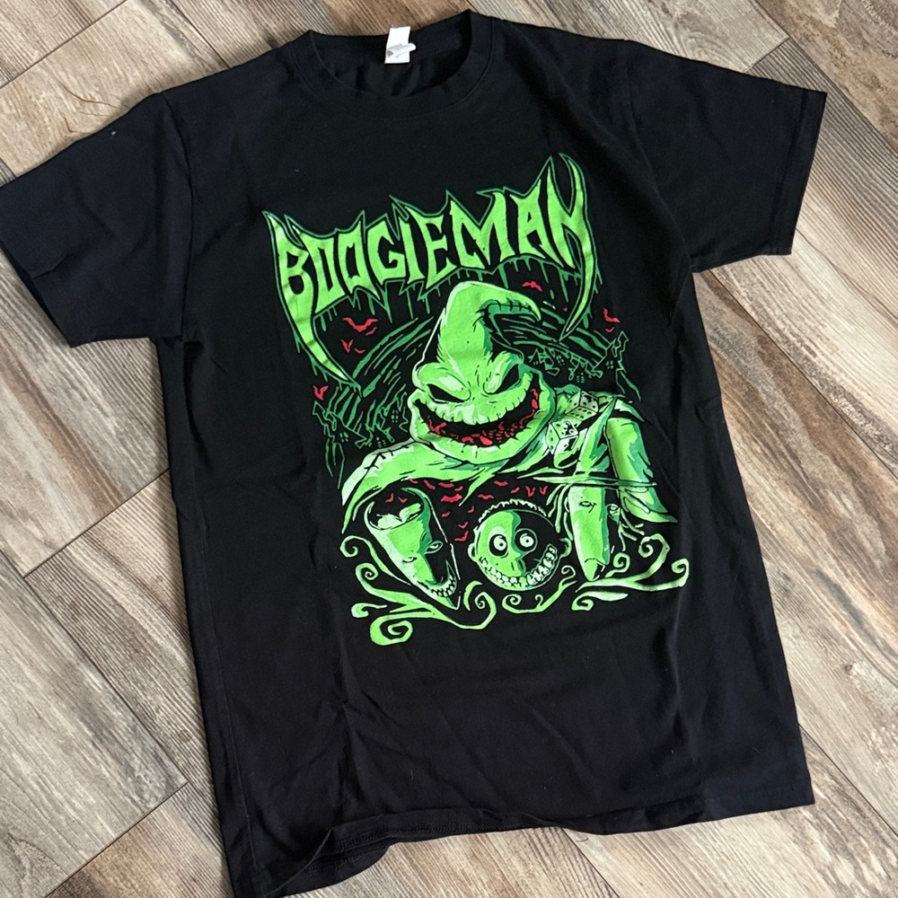 Black Graphic Tee with Green Design